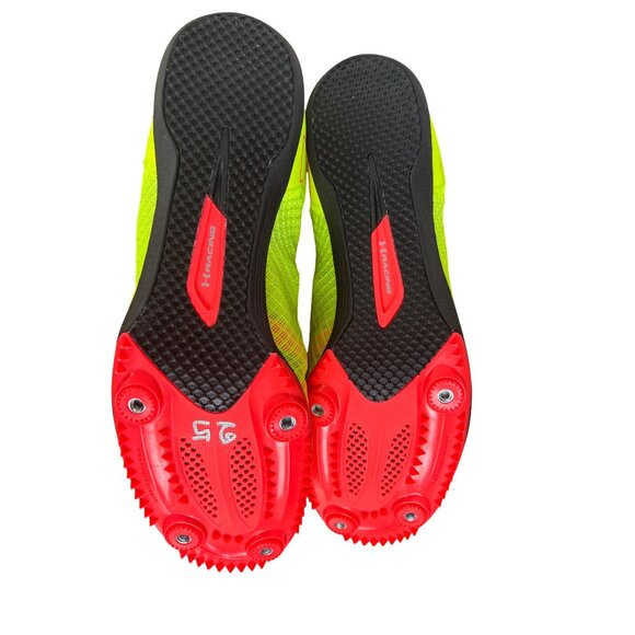 Under Armour Unixes Sprint Spikes Shoes Neon Yellow/Red Size Mens 11.5/Womens 13 - Picture 7 of 13